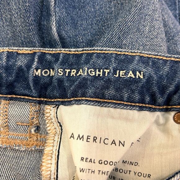 American Eagle Outfitters Mom Medium Blue Straight Distressed High Rise Jeans - Picture 4 of 7